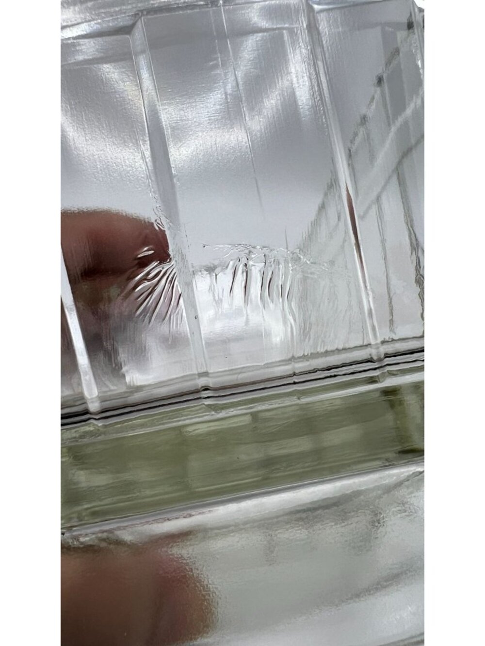 Vintage Glass Footed Rectangular Dish With Ribbed Design Clear Finish Decorative - Picture 6 of 6